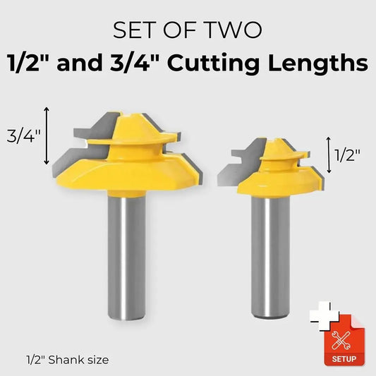 45-degree Lock Miter Router Bit - 1/2" Shank