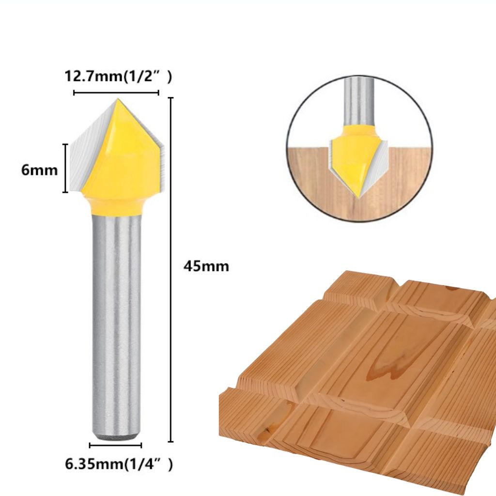 REDS Y72014-4 6-Piece V-Groove & Roundnose Template Router Bit Set – 1/4" Shank