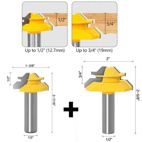 45-degree Lock Miter Router Bit Set