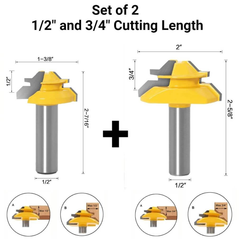 45-degree Lock Miter Router Bit - 1/2